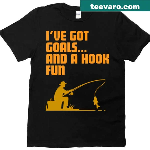 Motivational t-shirt with the phrase 'Hooked On Goals'