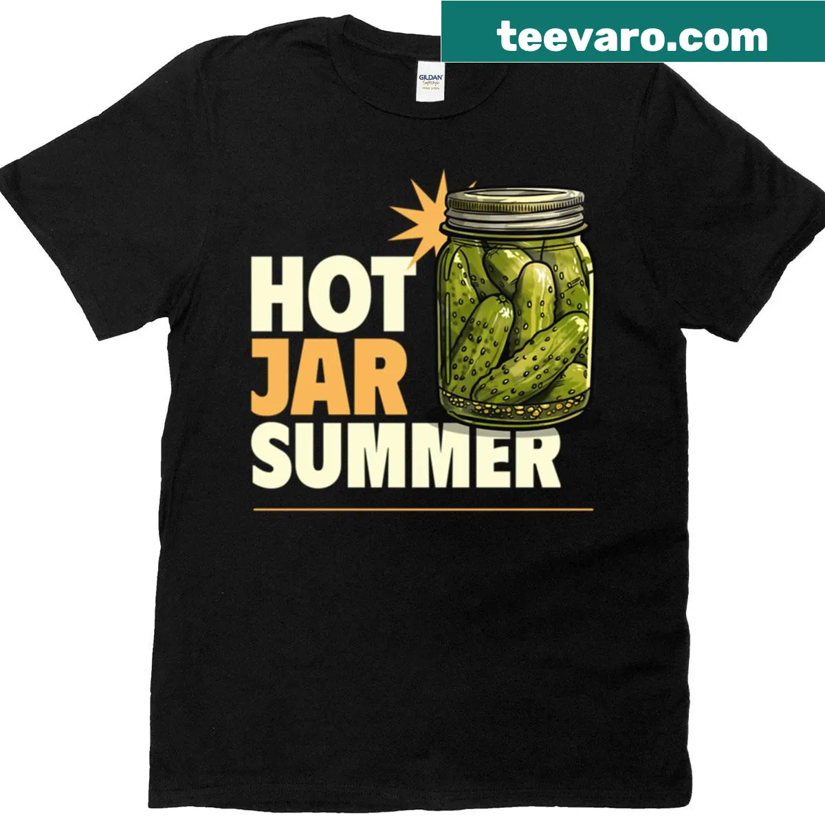 Summer-themed T-shirt featuring a jar design for warm vibes — on a men's t-shirt