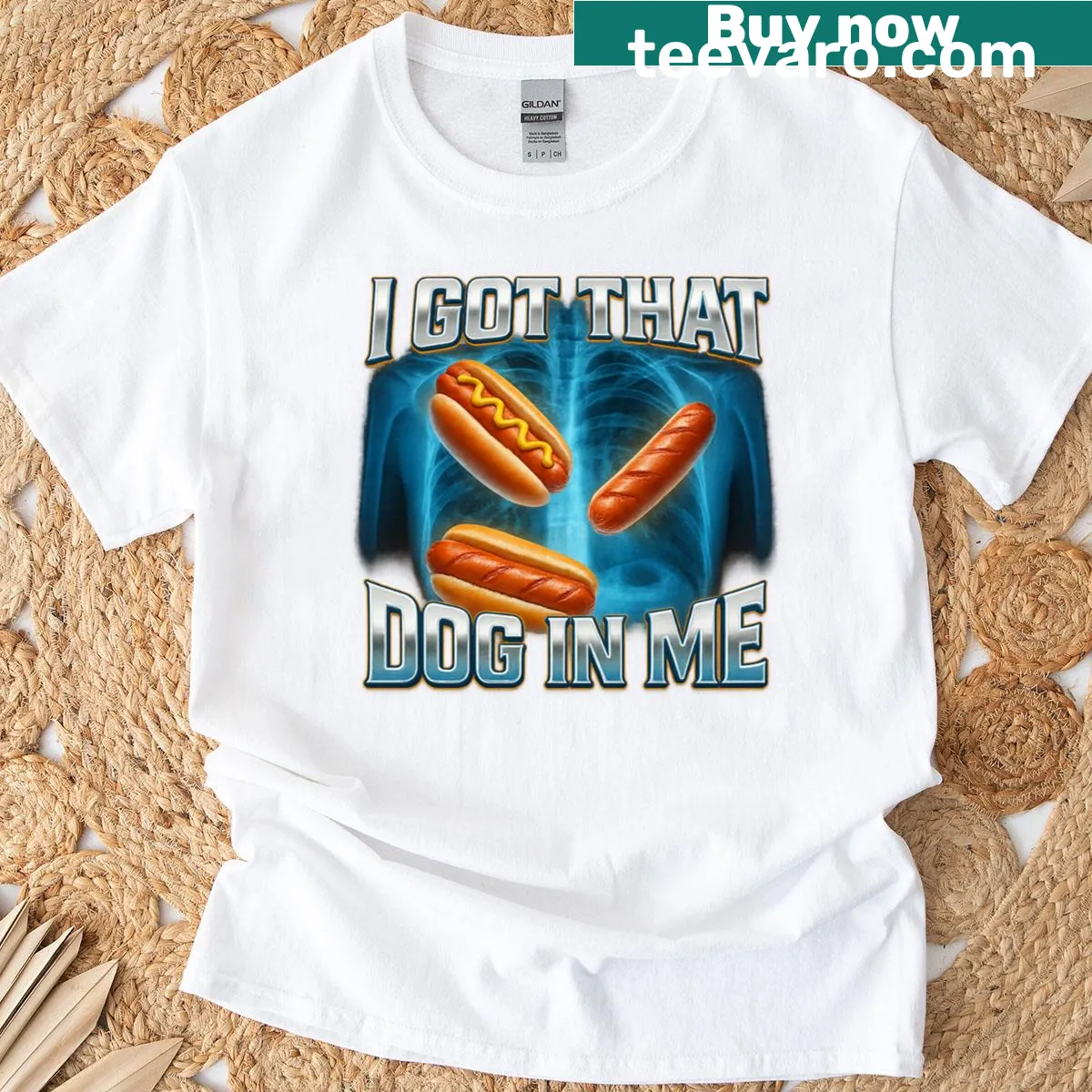Funny dog-themed t-shirt with humorous phrase design — on a men's t-shirt