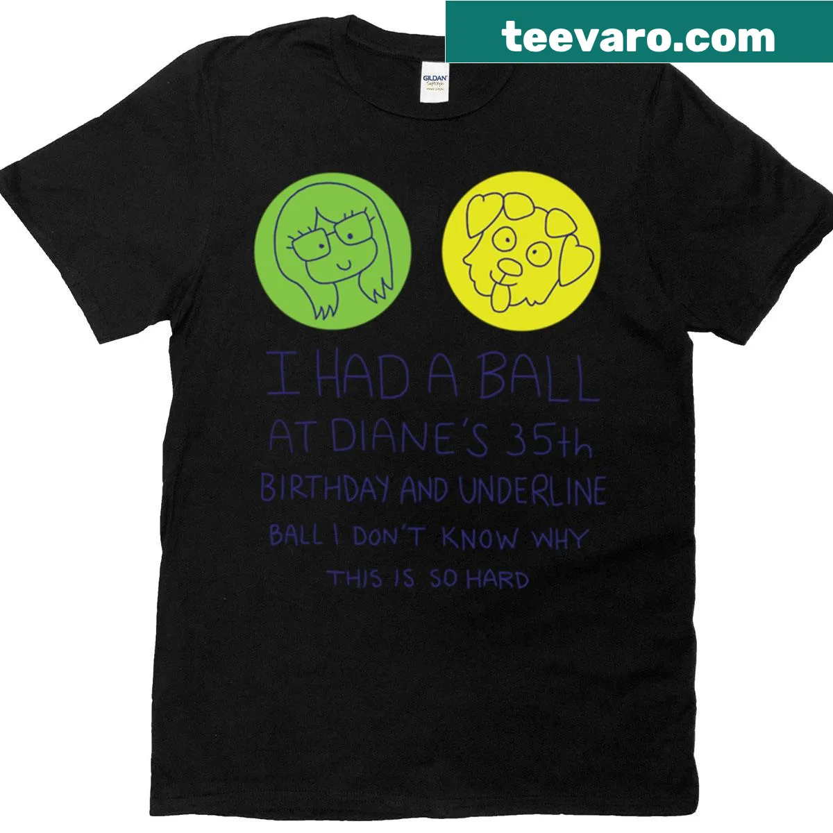 T-shirt celebrating Diane's 35th birthday with festive graphics. — on a men's t-shirt