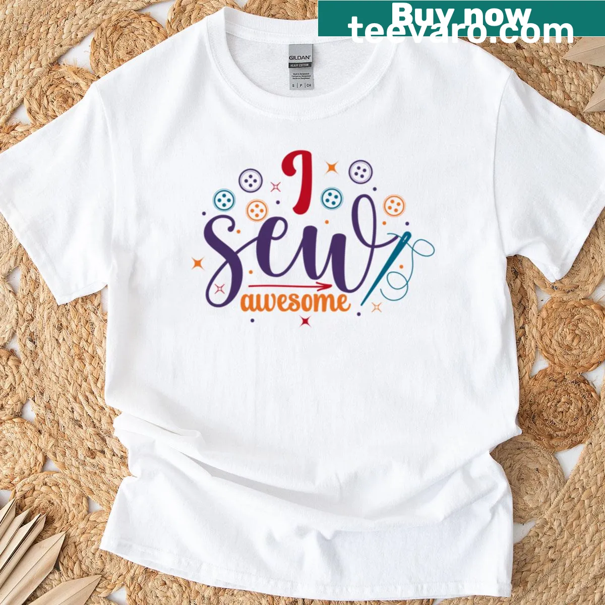 Funny sewing-themed t-shirt with the phrase 'I Sew Awesome' — on a men's t-shirt