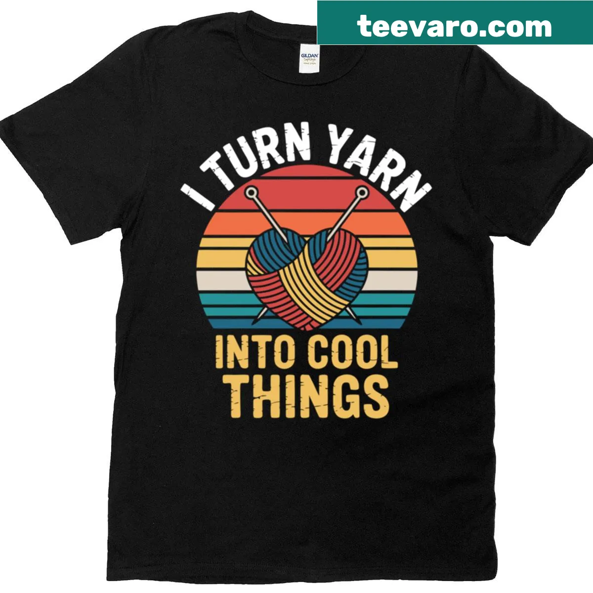 Artistic fiber art creator t-shirt with whimsical yarn illustrations — on a men's t-shirt