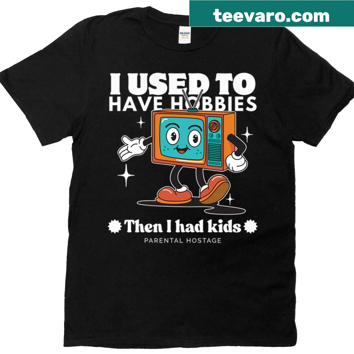 Funny t-shirt stating 'I Use To Have Hobbies' in playful typography. — on a men's t-shirt