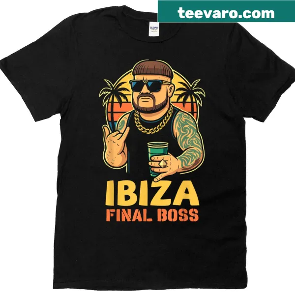 Playful T-shirt featuring festival and beach-themed graphics