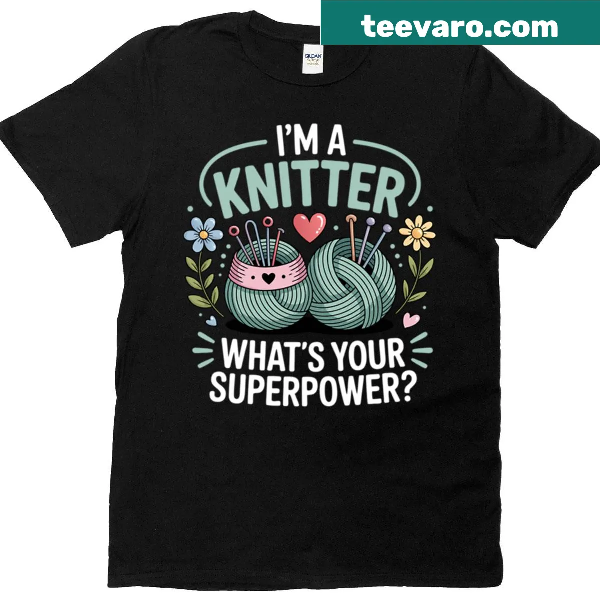 Knitter statement t-shirt with fun text — on a men's t-shirt