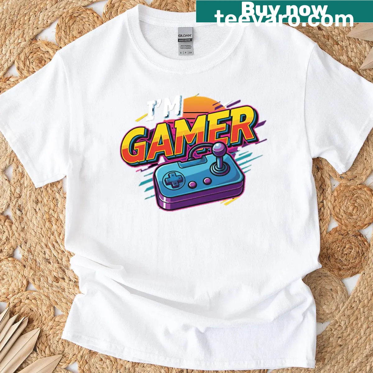 Bold Im Gamer text t-shirt for gaming enthusiasts — on a men's t-shirt