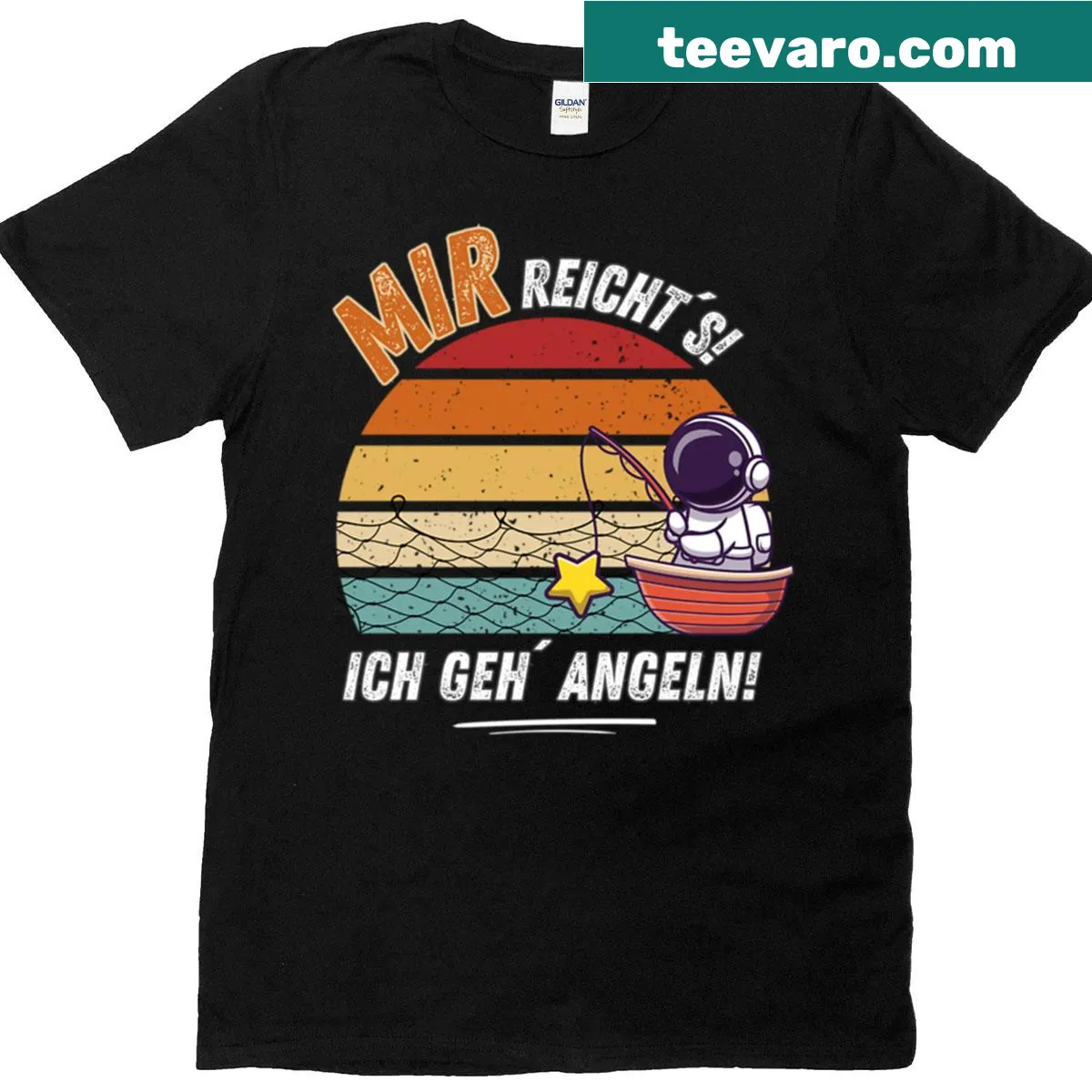 Funny astronaut fishing t-shirt featuring the phrase 'I've Had Enough I'm Going Fishing' — on a men's t-shirt