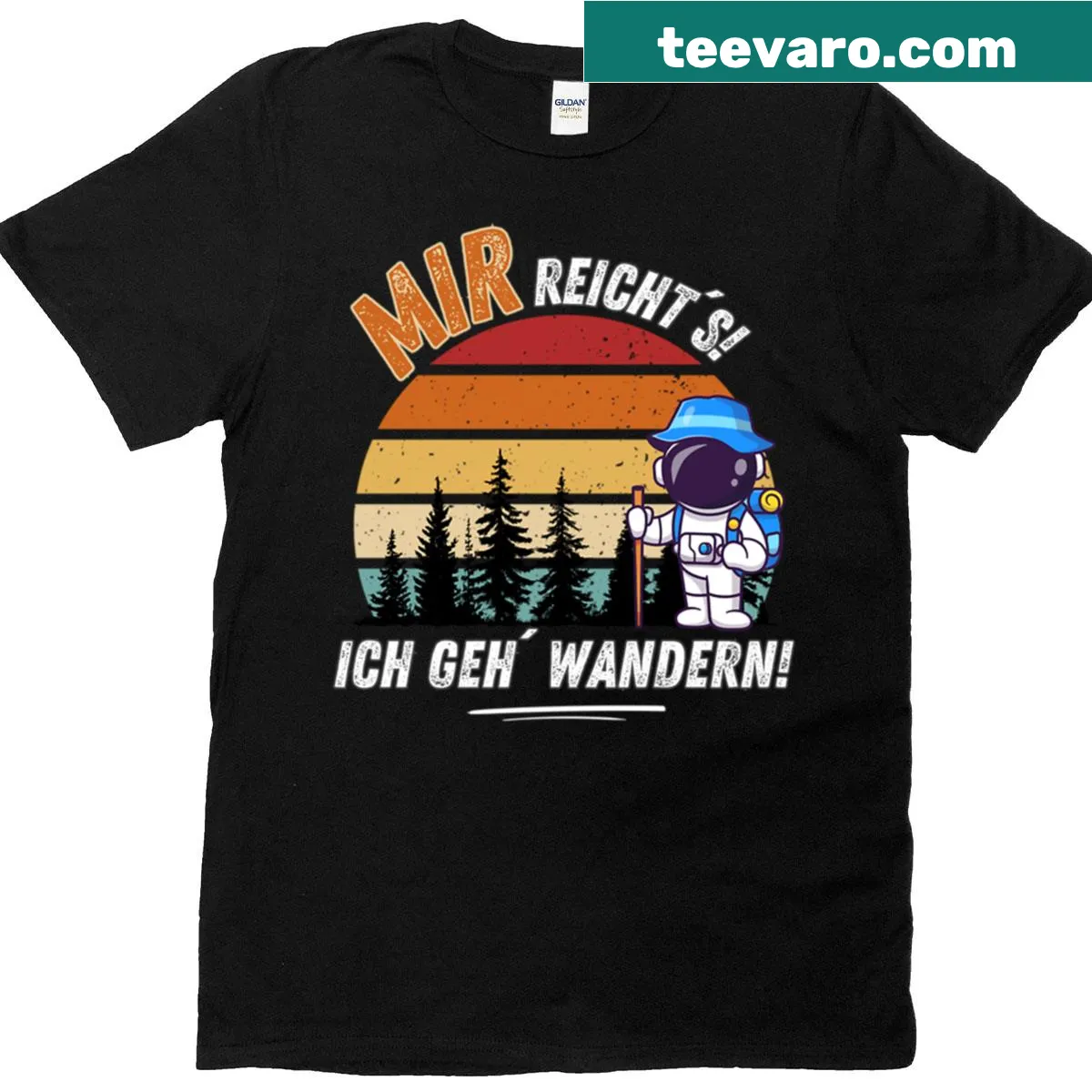 Illustrated astronaut hiking with the phrase 'I've Had Enough I'm Going Hiking' on t-shirt — on a men's t-shirt