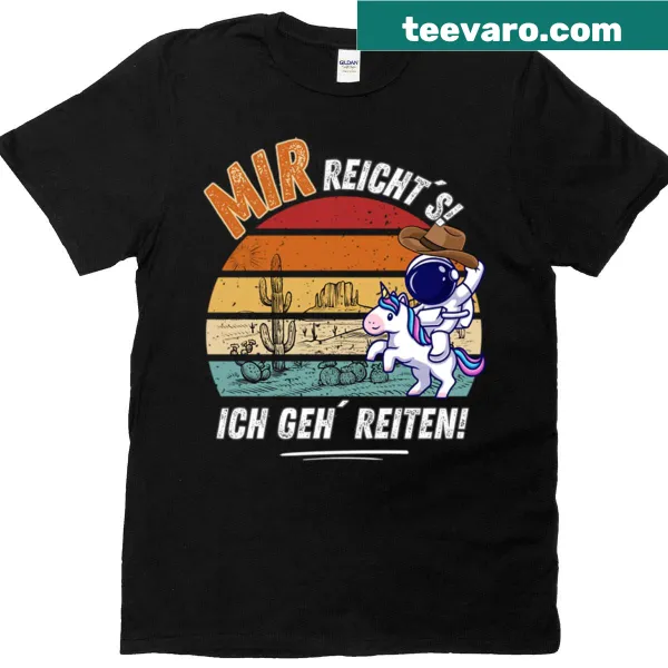 Cartoon astronaut graphic on a whimsical riding t-shirt