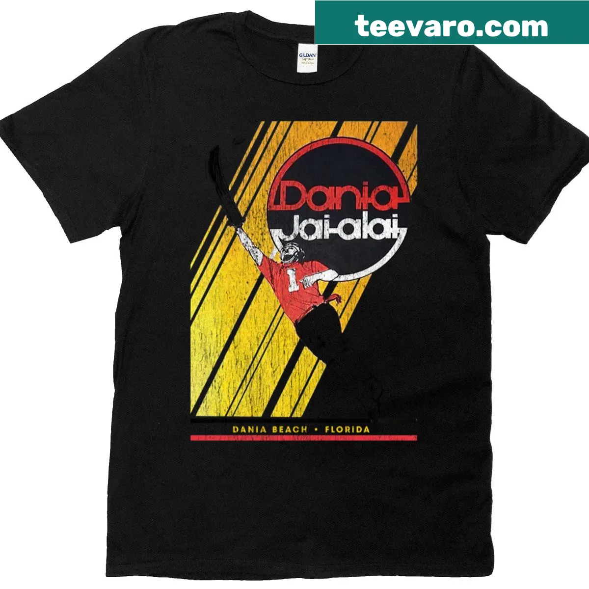 T-shirt celebrating the sport of Jai Alai with bold lettering — on a men's t-shirt