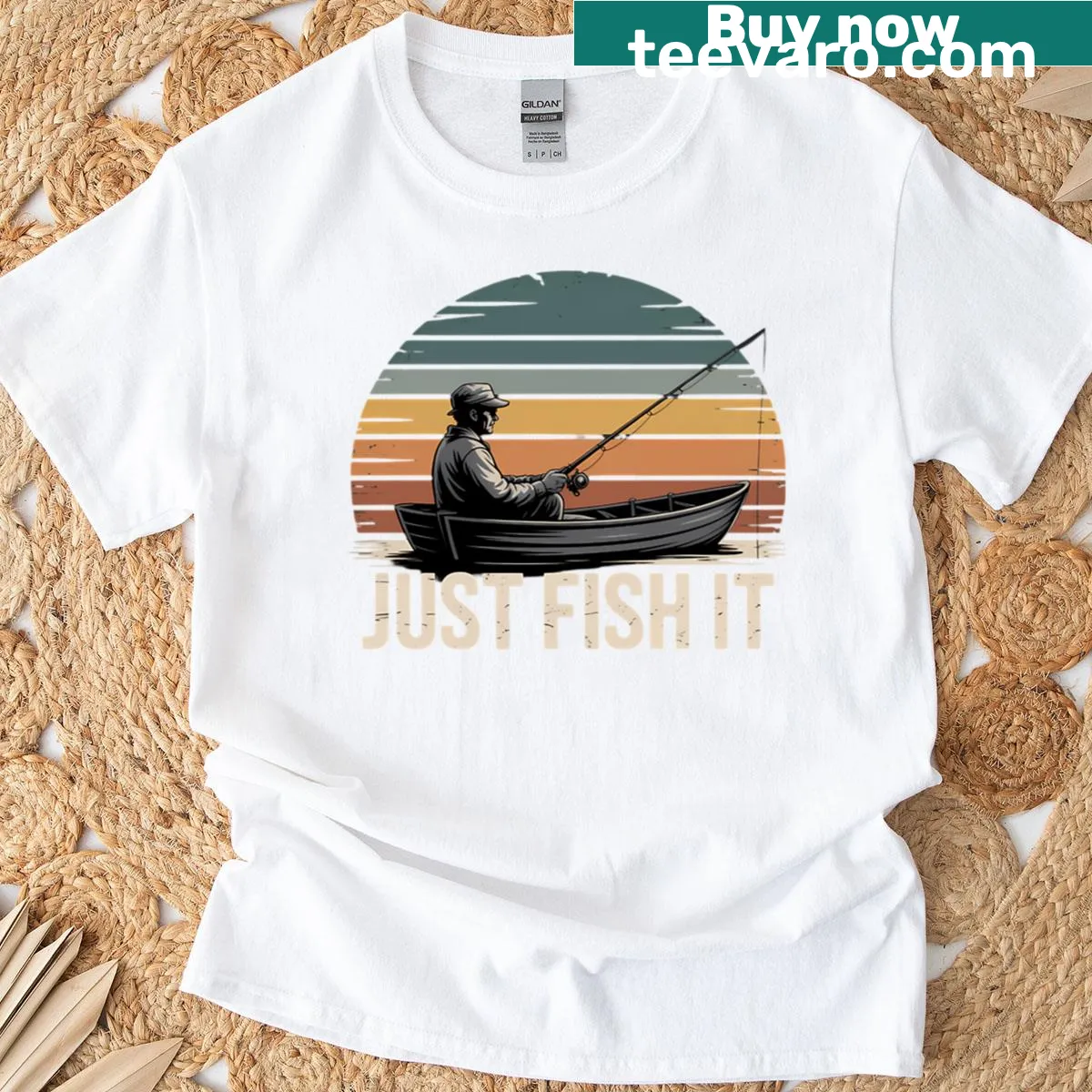 T-shirt with a fishing meme slogan — on a men's t-shirt