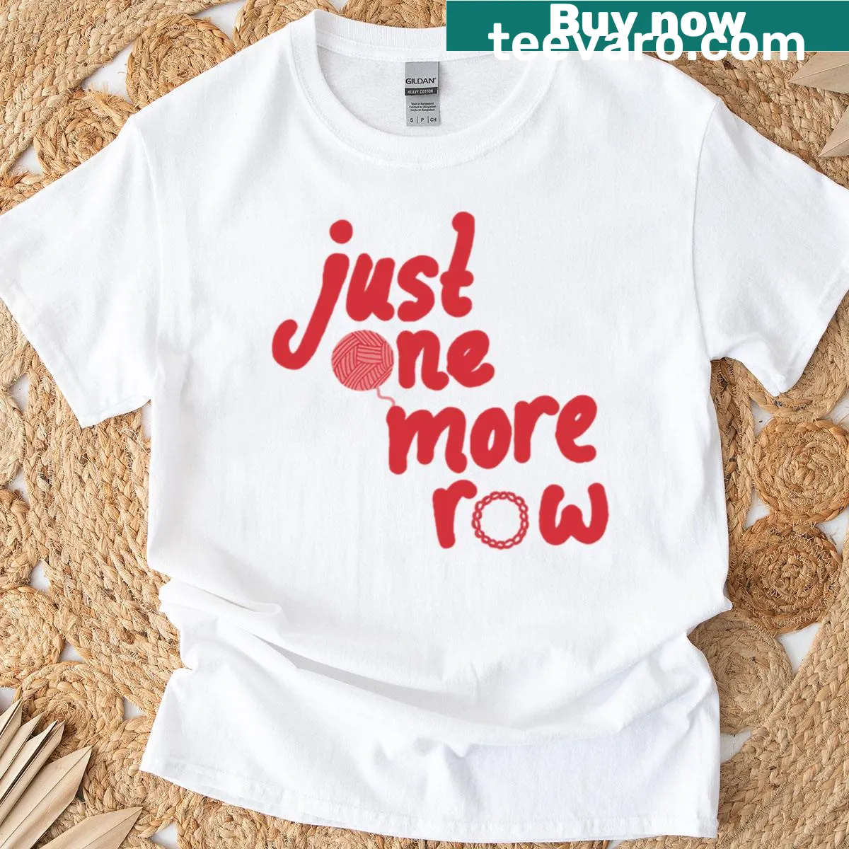 T-shirt with the phrase 'Just One More Row' for knitting and crocheting lovers — on a men's t-shirt
