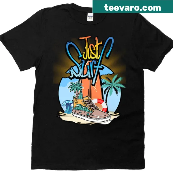 Minimalist Just Surf T-shirt with bold typography