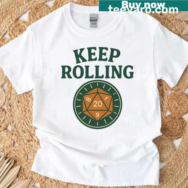 T-shirt featuring a D20 dice graphic for tabletop RPG fans