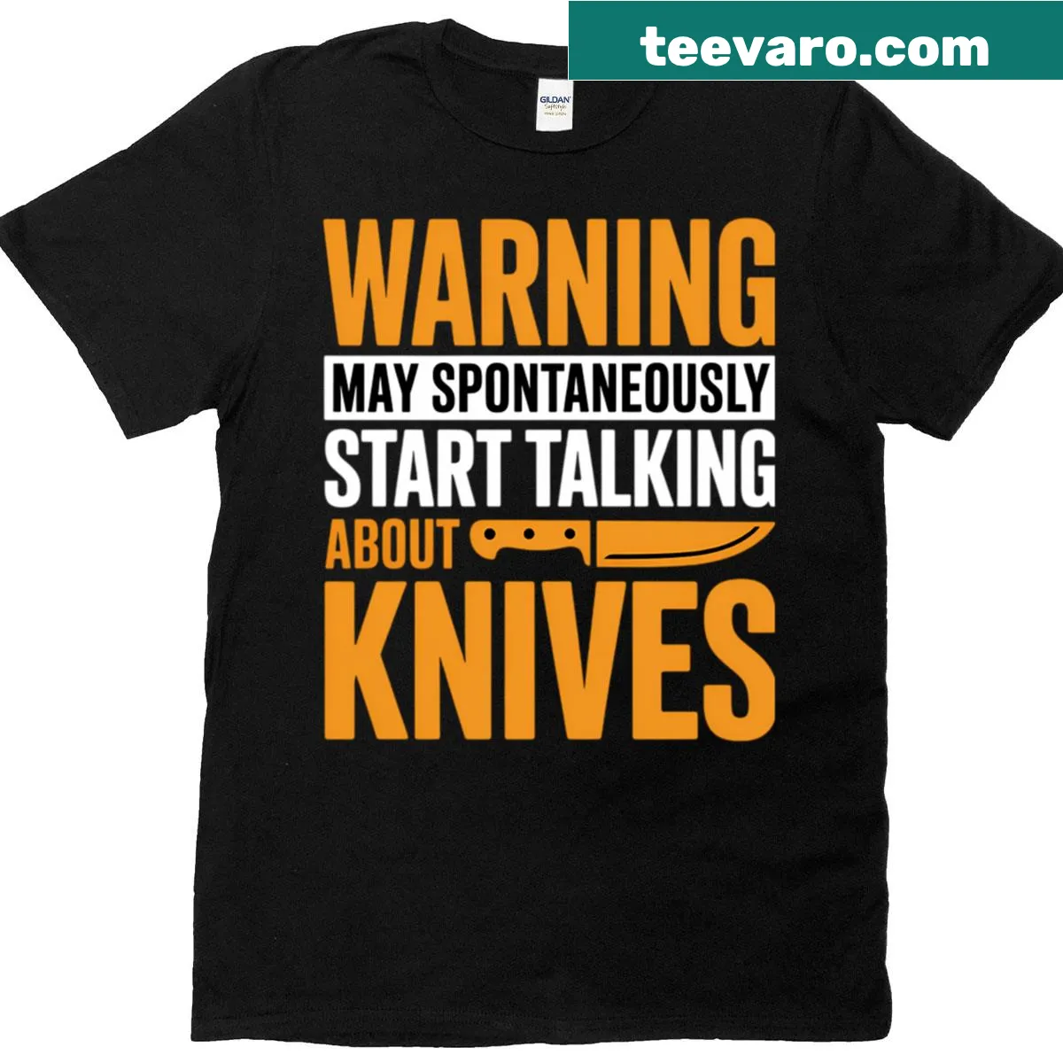 Graphic design featuring knives for cooking enthusiasts — on a men's t-shirt