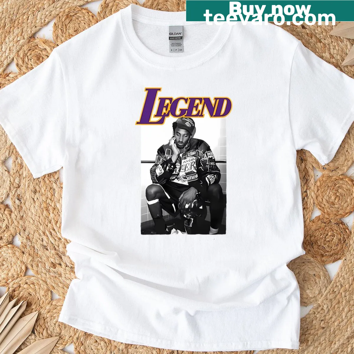Tribute t-shirt featuring Kobe Bryant's name in bold typography. — on a men's t-shirt