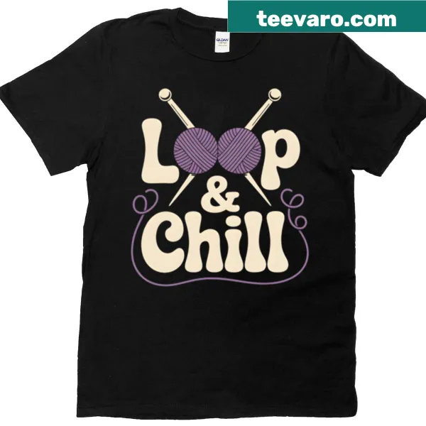 Cute T-shirt for knitting lovers with yarn illustration