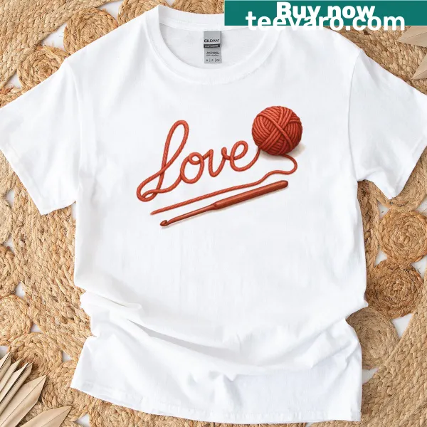 Cute crochet-themed illustrations on t-shirt