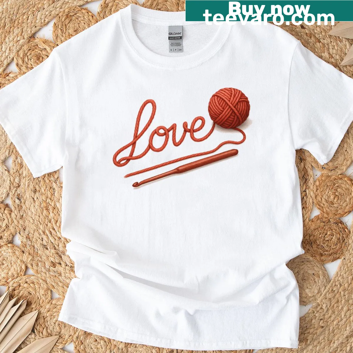 Cute crochet-themed illustrations on t-shirt — on a men's t-shirt