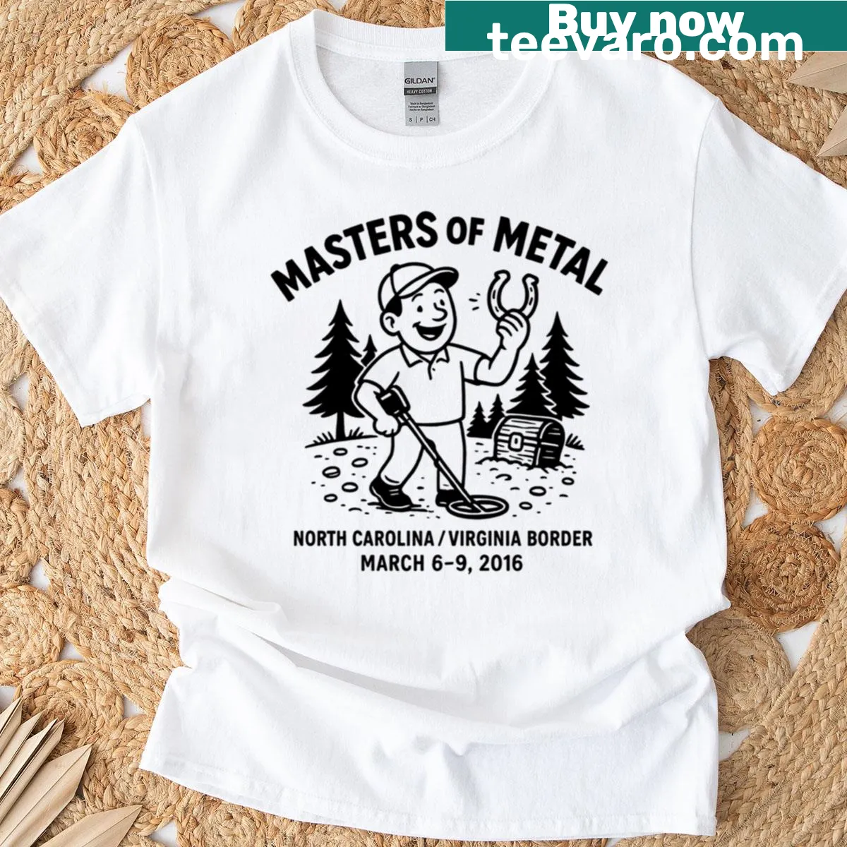 Masters of Metal t-shirt with bold design — on a men's t-shirt