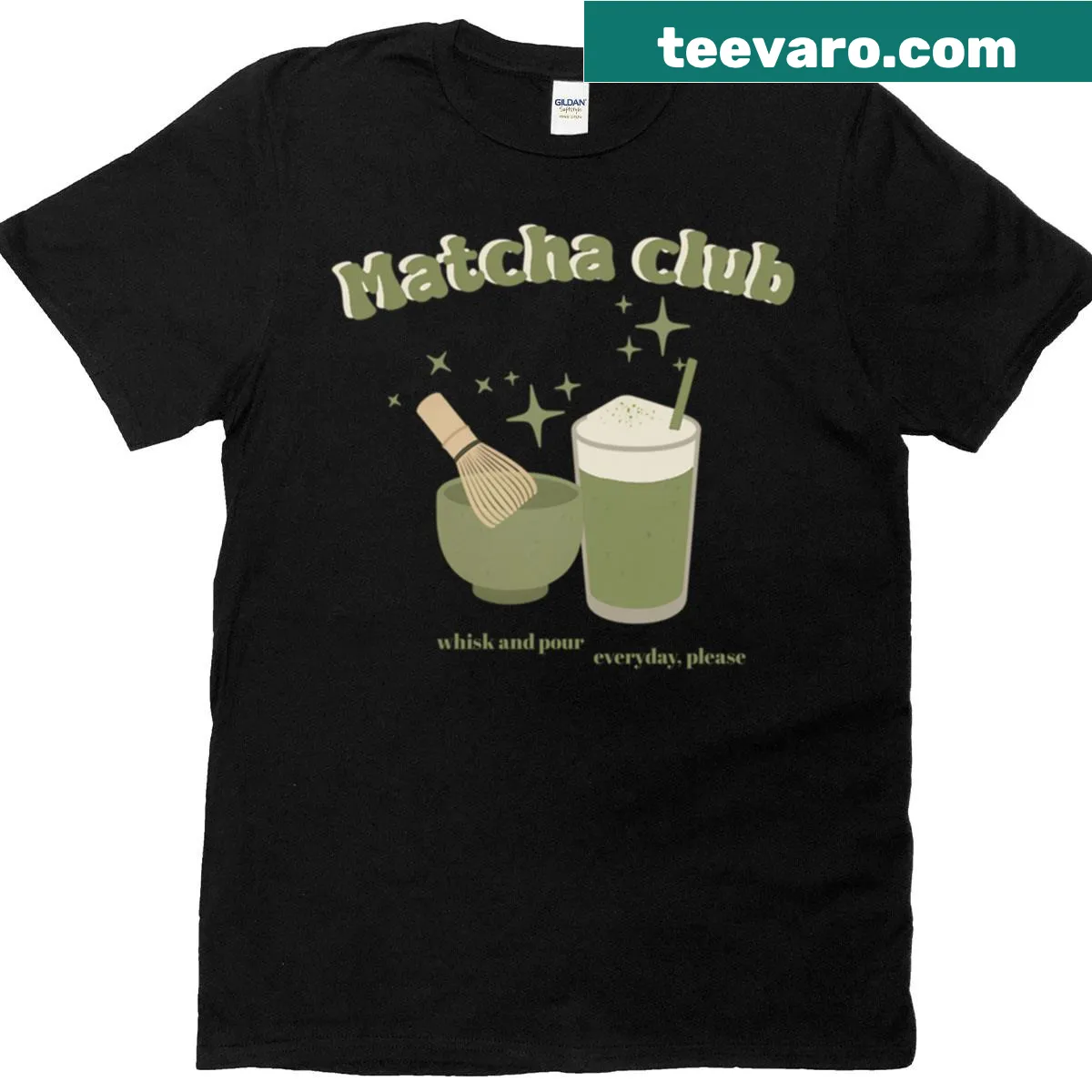 Matcha Addict t-shirt featuring humorous typography — on a men's t-shirt