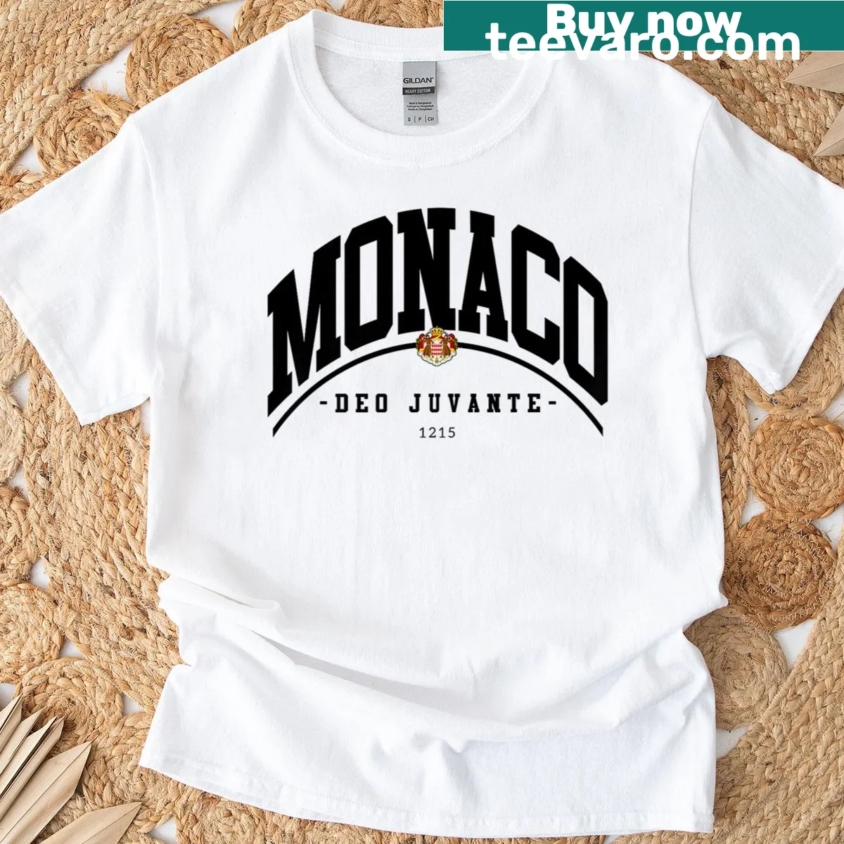 Badge-style design featuring Monaco and Monte Carlo — on a men's t-shirt