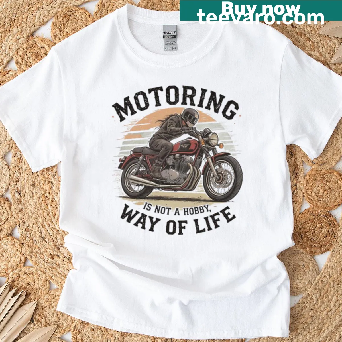 Motoring-themed T-shirt with a bold typography design — on a men's t-shirt