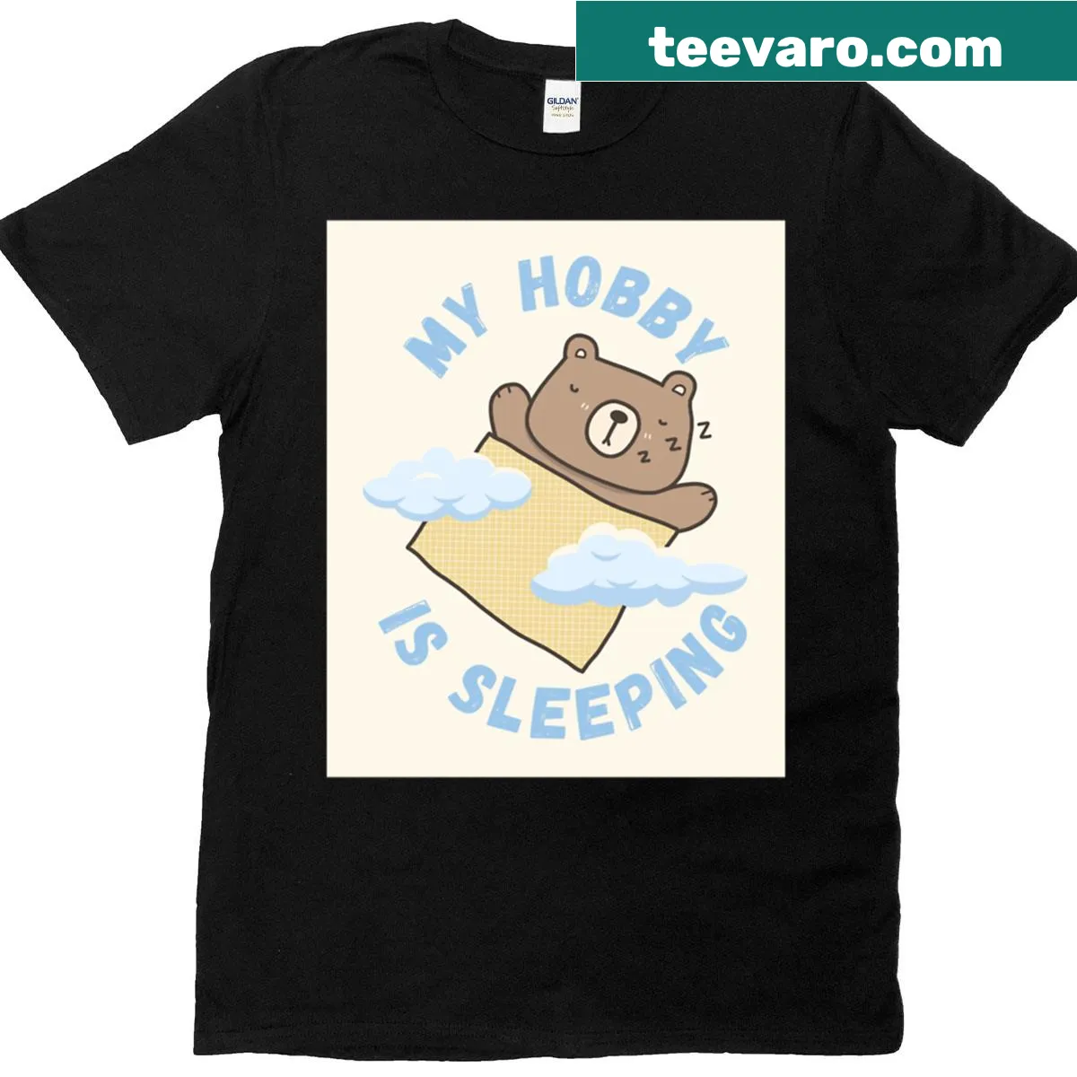 Funny sleep-themed t-shirt with a humorous statement about sleeping — on a men's t-shirt