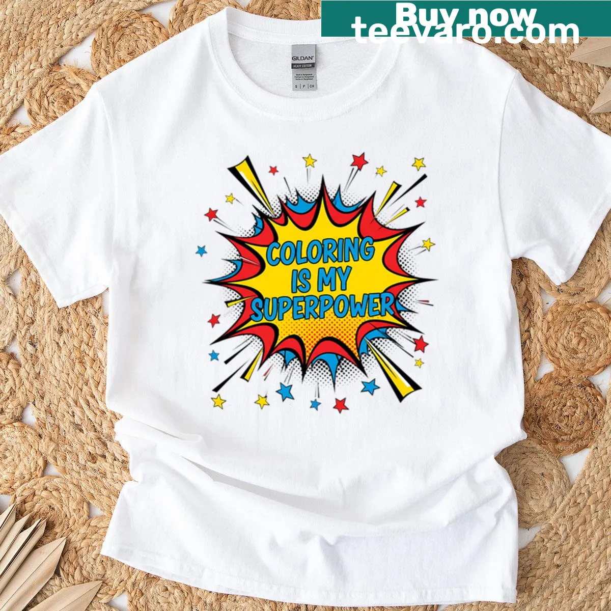 T-shirt with the text 'Coloring Is My Superpower' — on a men's t-shirt