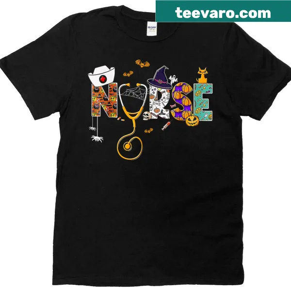 Funny Halloween T-shirt with stethoscope and pumpkin design