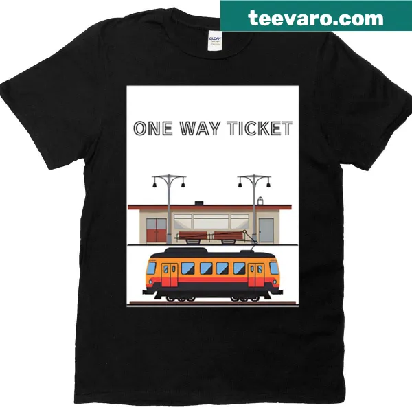 Minimalist t-shirt with text One Way Ticket for travelers