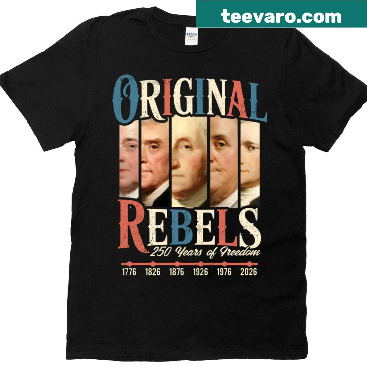 Patriotic t-shirt honoring Founding Fathers and freedom — on a men's t-shirt