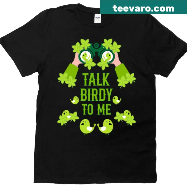 Illustration of various birds on a T-shirt for birdwatchers.