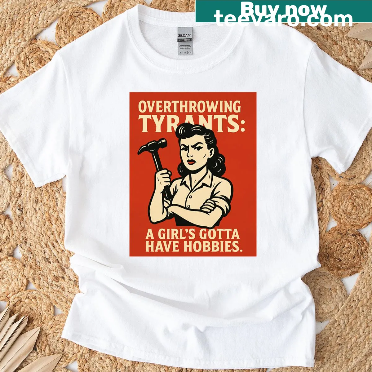 T-shirt with empowering text 'A Girls Gotta Have Hobbies' — on a men's t-shirt