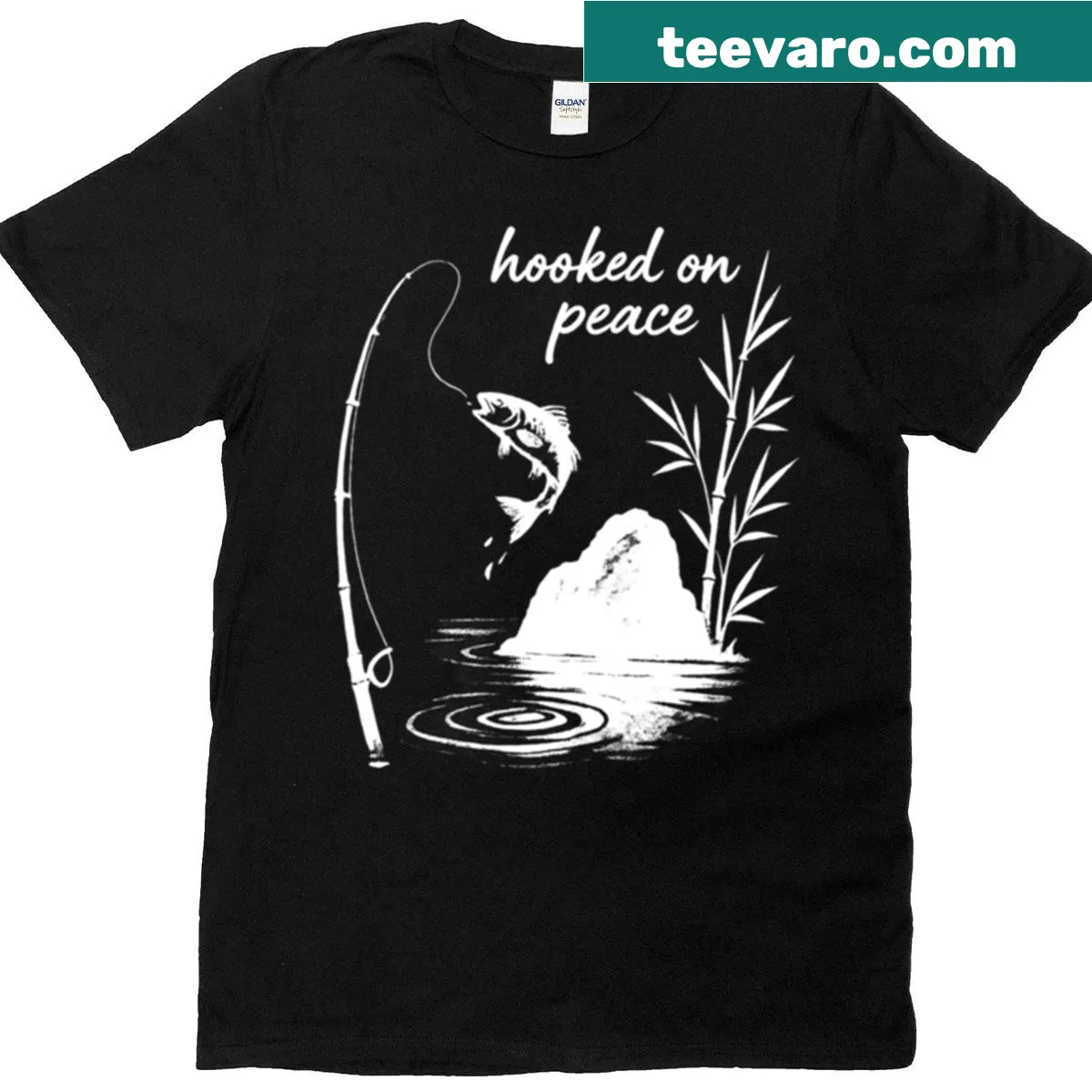 Fishing scene illustration on a T-shirt — on a men's t-shirt