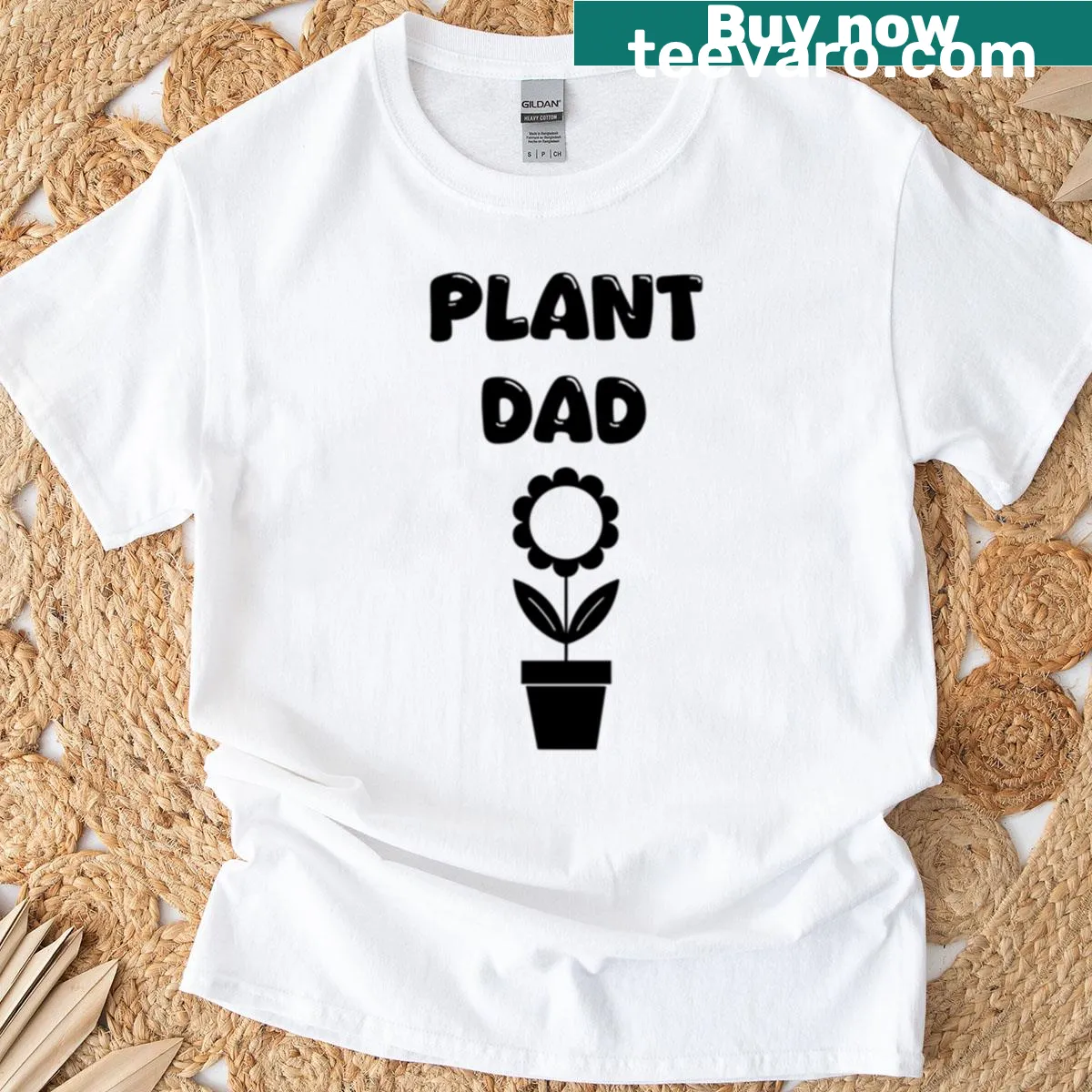 T-shirt with 'Plant Dad' phrase in charming typography — on a men's t-shirt