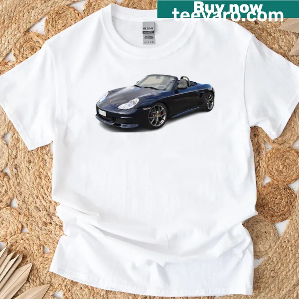 Vintage distressed graphic of Porsche Boxster 986s on t-shirt