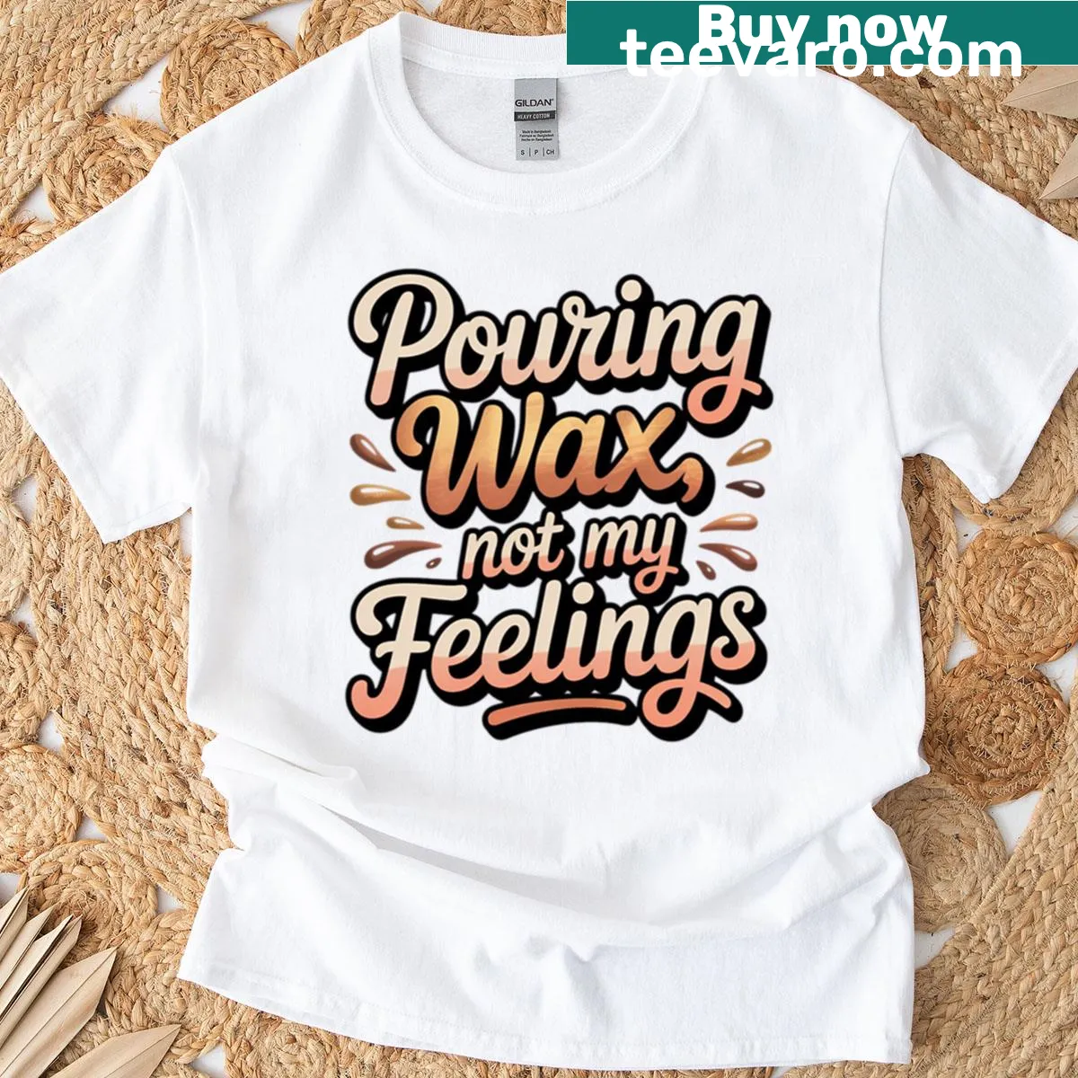 Funny t-shirt with the text 'Pouring Wax Not My Feelings' for candle makers — on a men's t-shirt
