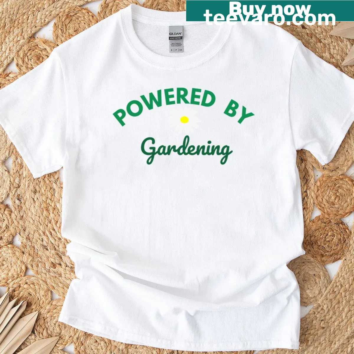 Cute daisy flower gardening design on plant lover t-shirt — on a men's t-shirt