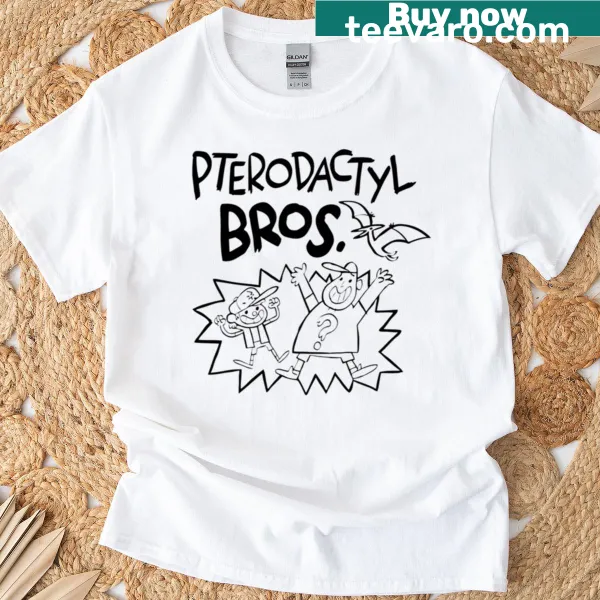 Cartoon pterodactyl graphic on a t-shirt
