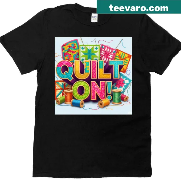 T-shirt featuring a quilting illustration