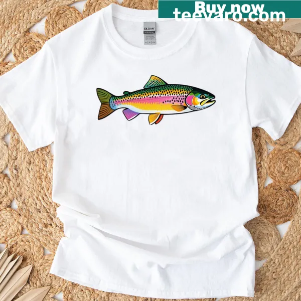 Illustrated rainbow trout design T-shirt