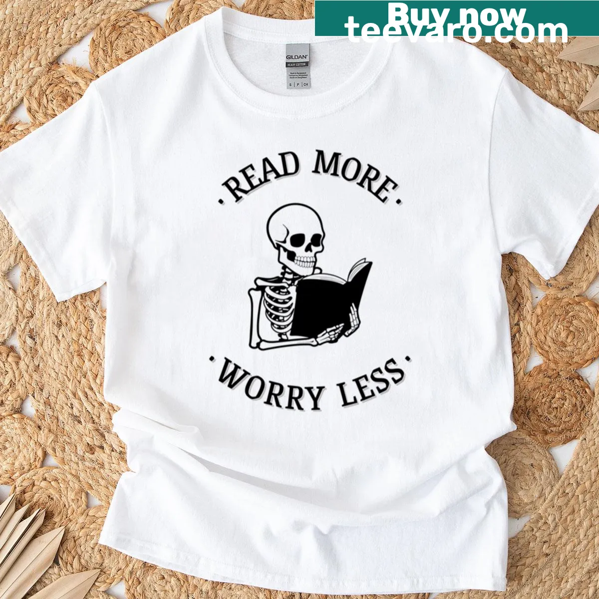Inspirational Read More Worry Less T-shirt — on a men's t-shirt