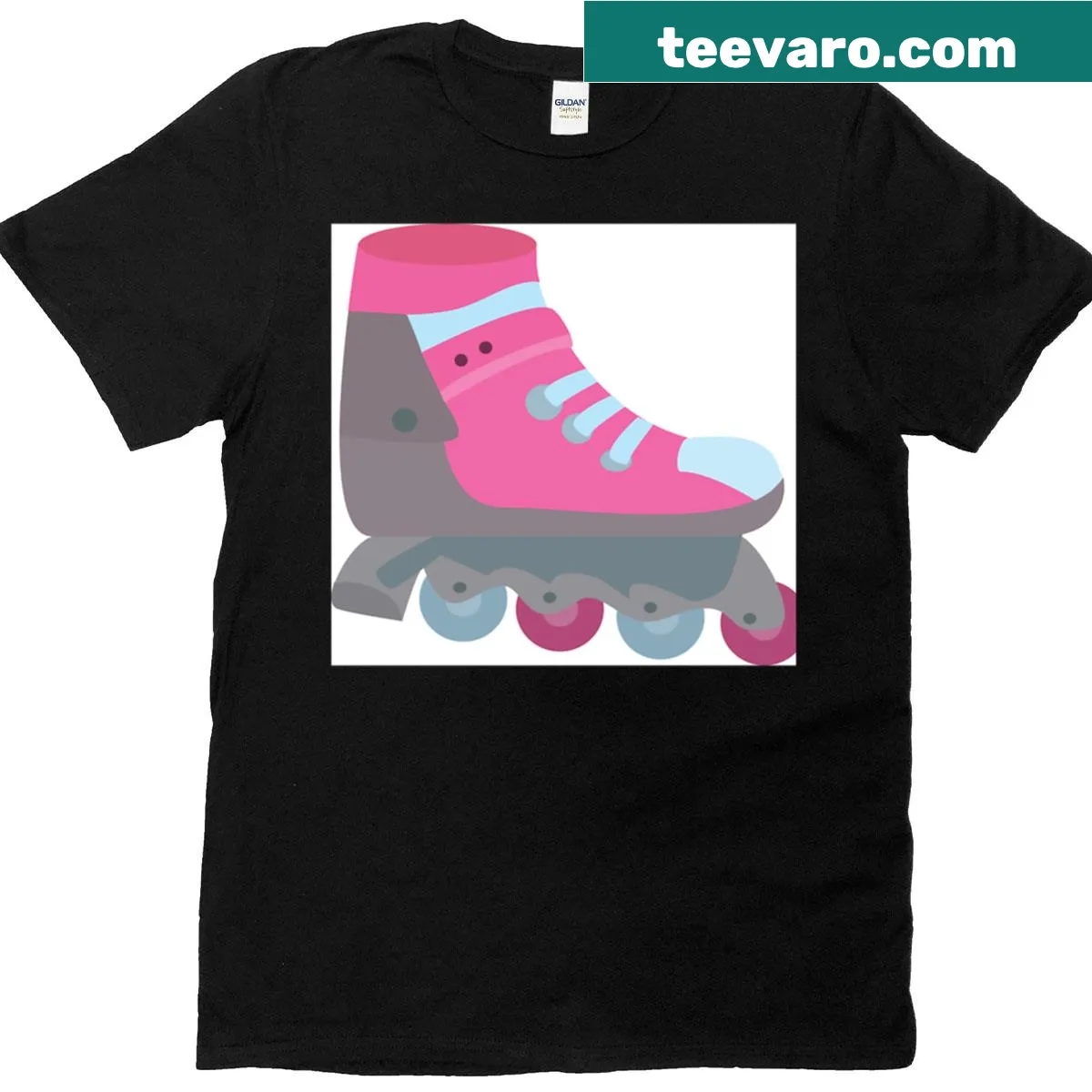 Vintage-style graphic of roller skates on T-shirt — on a men's t-shirt