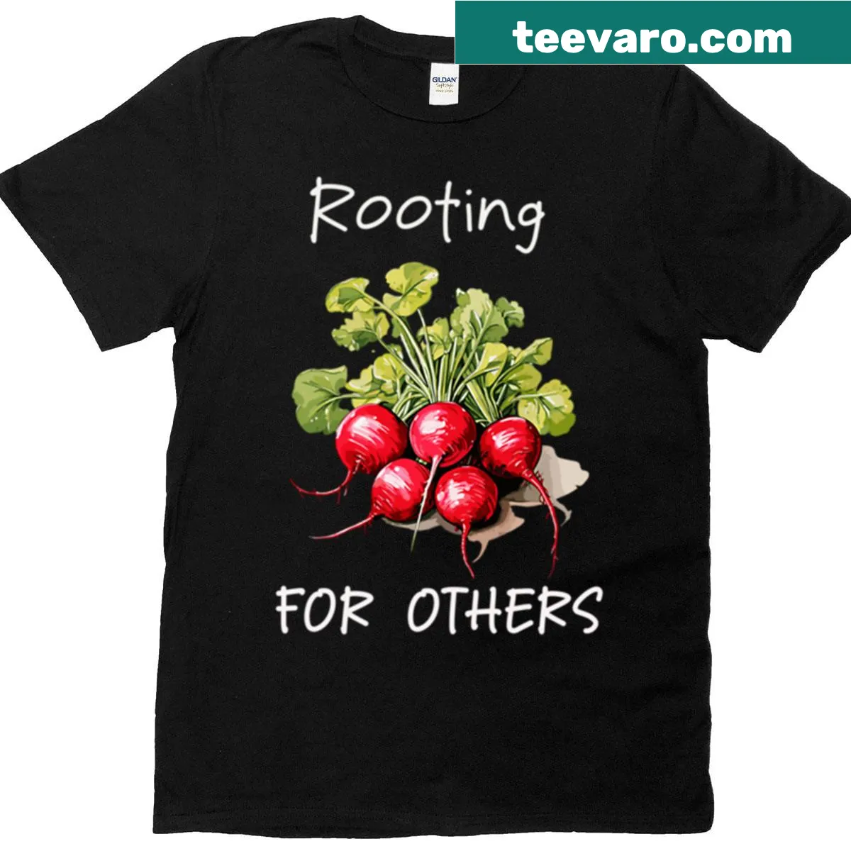 Inspirational T-shirt with the phrase 'Rooting For Others' — on a men's t-shirt