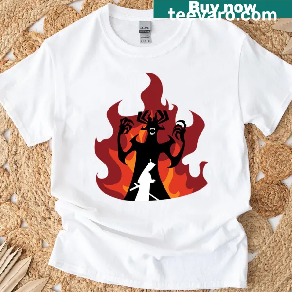 Illustration of Samurai Jack battling Aku in final confrontation