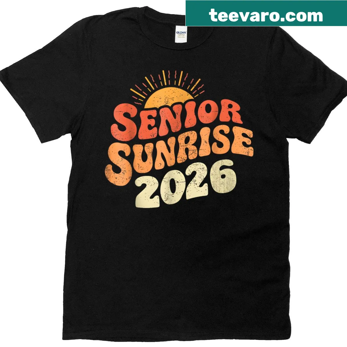 T-shirt celebrating Senior Sunrise 2026 with motivational text — on a men's t-shirt