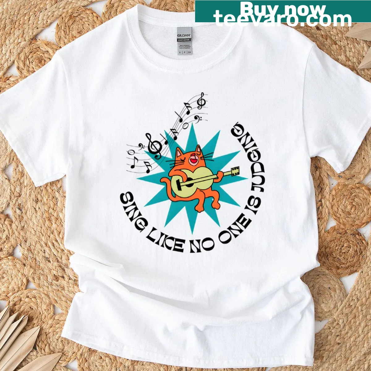 T-shirt with the phrase 'Sing Like No One Is Judging' in bold typography — on a men's t-shirt