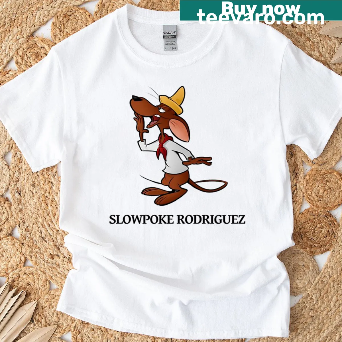 Vintage cartoon T-shirt featuring Slowpoke Rodriguez — on a men's t-shirt