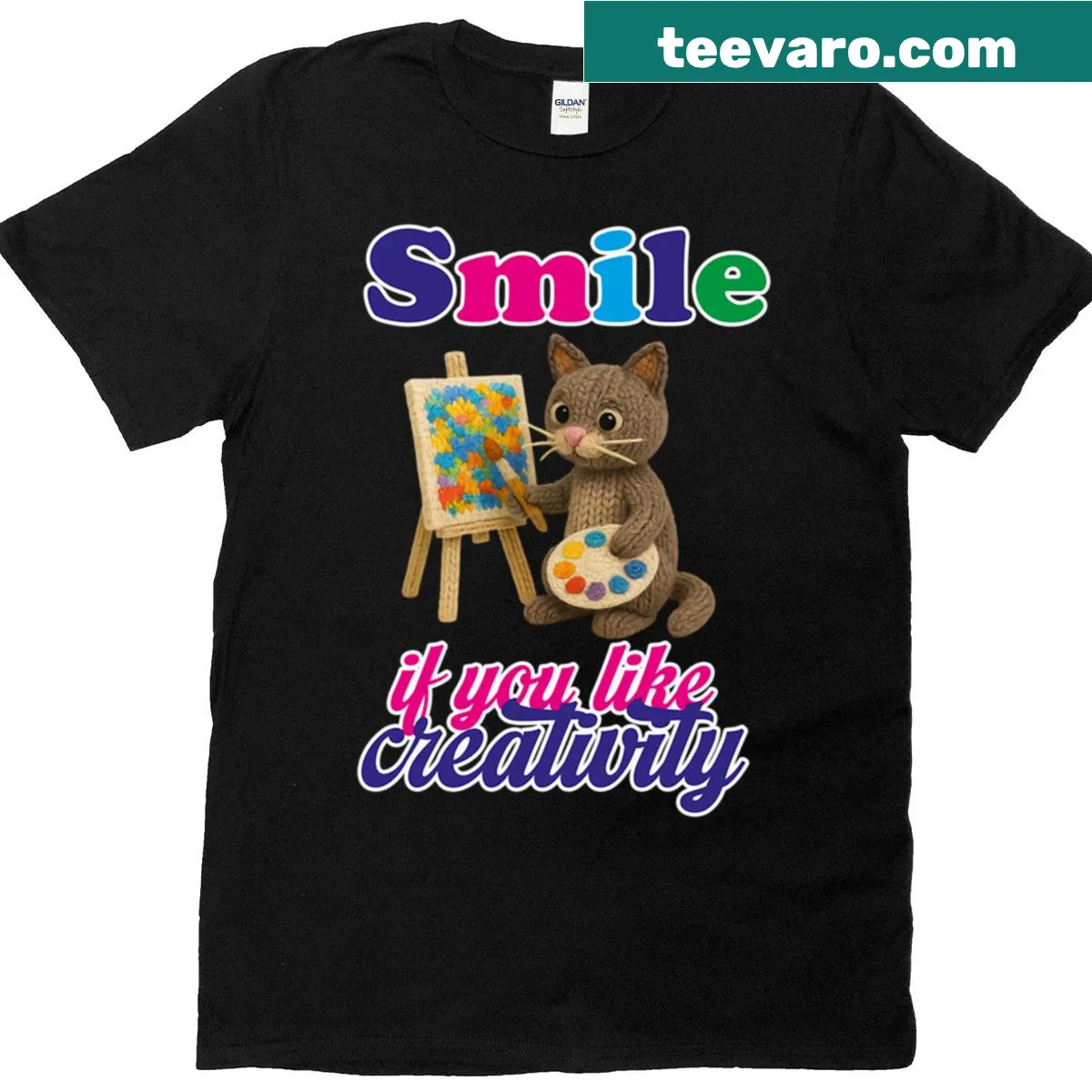 Cheerful T-shirt with the phrase Smile If You Like Creativity. — on a men's t-shirt